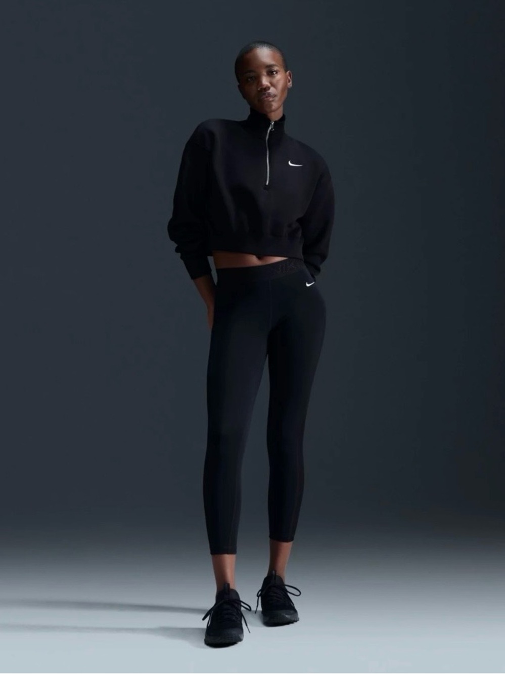 Nike Black Cropped Quarter‑Zip Sweatshirt